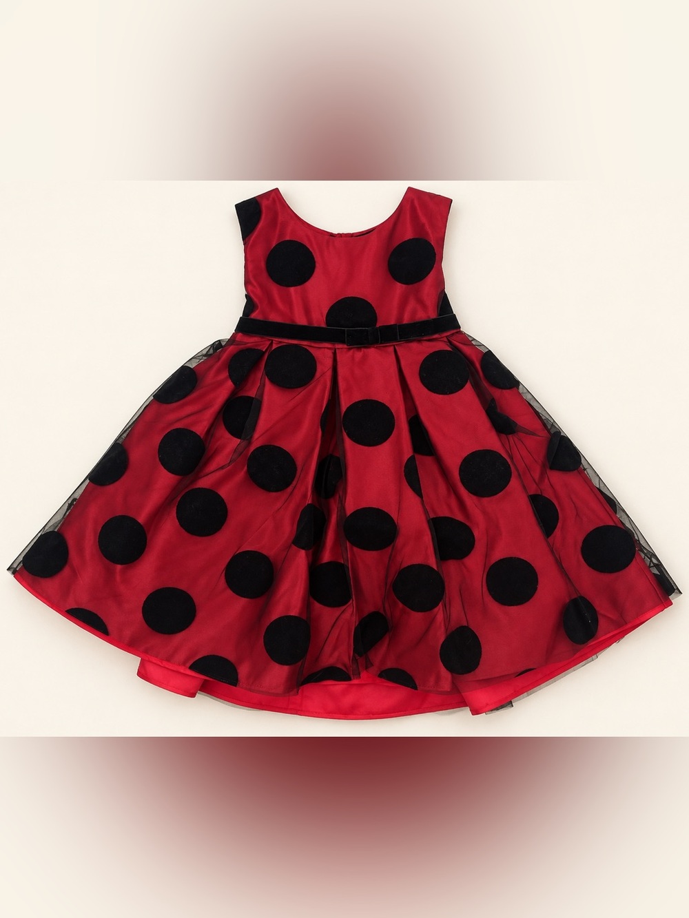 Girls Red and Black Polka Dot Party Dress